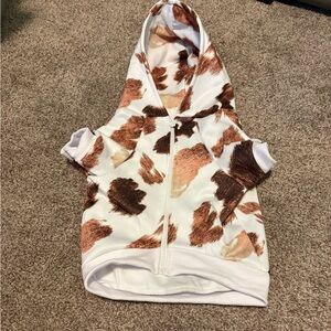 Frenchie brand Brown and White cow print dog hoodie
